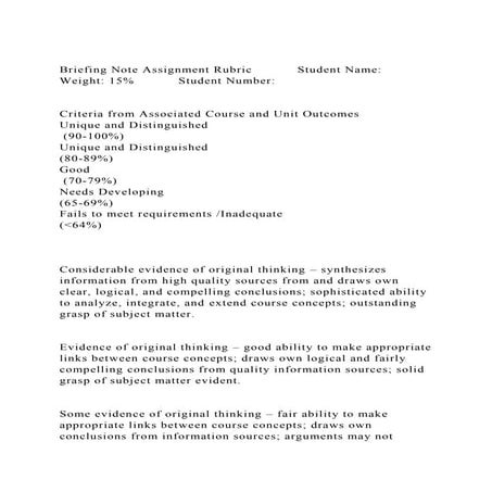 Briefing Note Assignment RubricStudent NameWeight 15Stude.docx