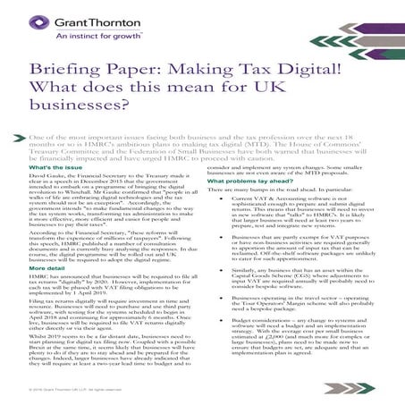Briefing paper: Making Tax Digital