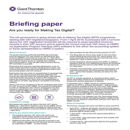 Briefing paper: Making tax digital