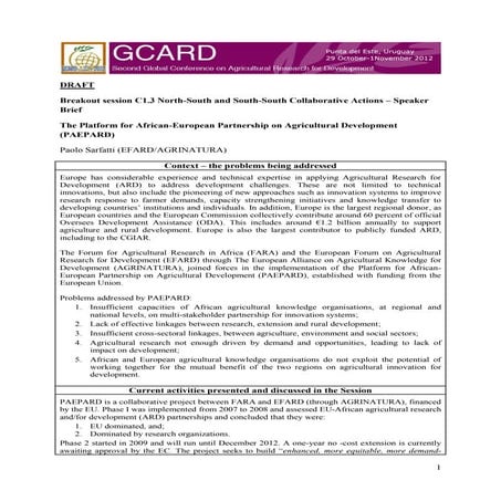 GCARD2: Briefing paper North-South and South-South Collaborative Actions