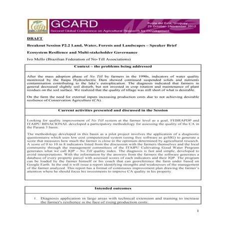 GCARD2: Briefing paper Land, Water, Forests and Landscapes - Ecosystem Resili...