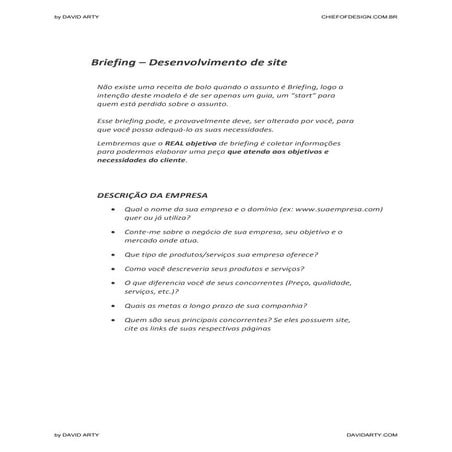 Briefing desenvolvimento de Site