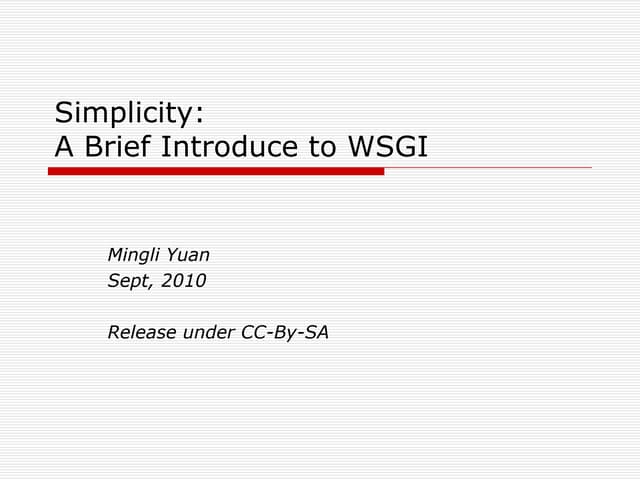 A Brief Introduce to WSGI