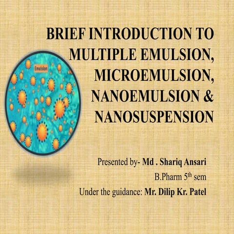 Brief introduction to multiple emulsion, microemulsion,