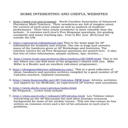 Brief list ap websites 2012