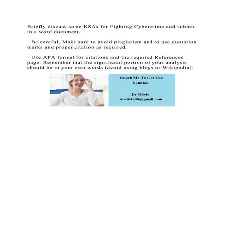 Briefly discuss some KSAs for Fighting Cybercrime and submit in a wo.docx
