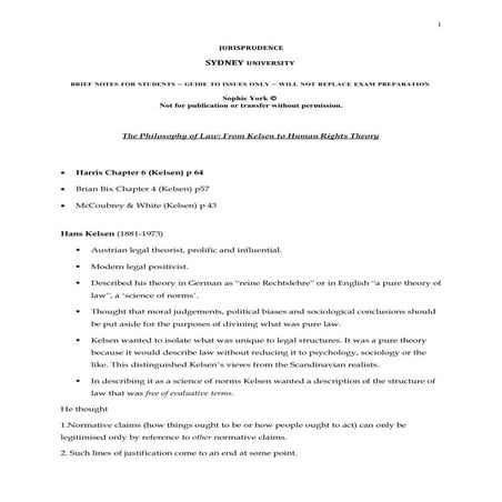 Brief notes kelsen  international law