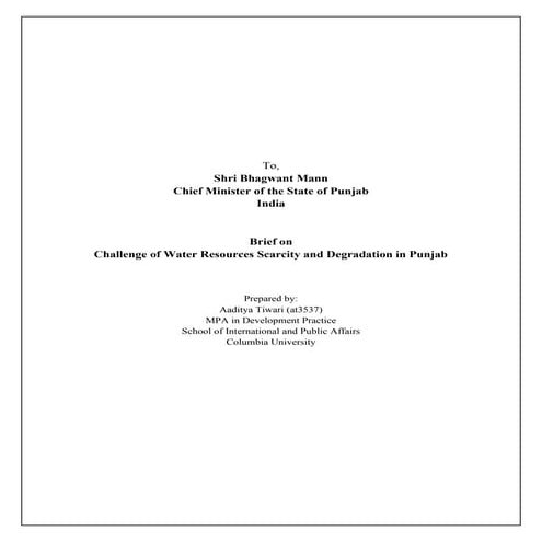 Brief on Challenge of Water Resources Scarcity and Degradation in ...