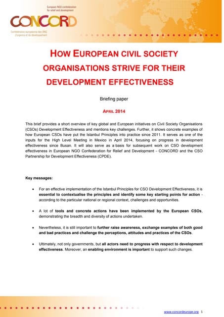 How European Civil Society Organisations Strive for their Development Effectiveness