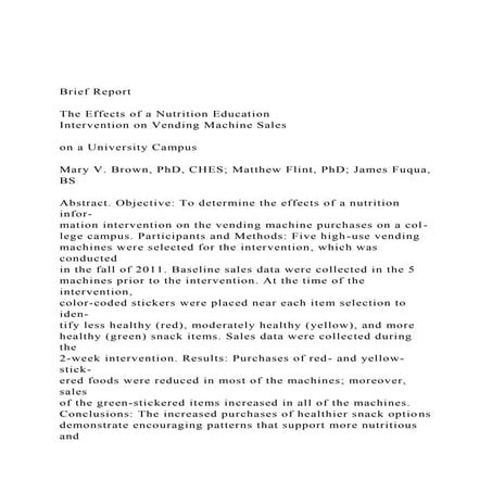 Brief ReportThe Effects of a Nutrition EducationInterven.docx