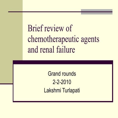 Brief Review Of Chemotherapeutic Agents And Renal Failure