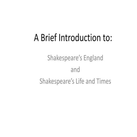 Brief shakespeare introduction | PPTX