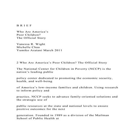 B R I E FWho Are America’s  Poor ChildrenThe Official.docx