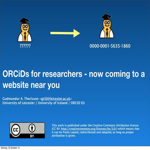 BRIF workshop Toulouse 2012 ORCID intro and status update