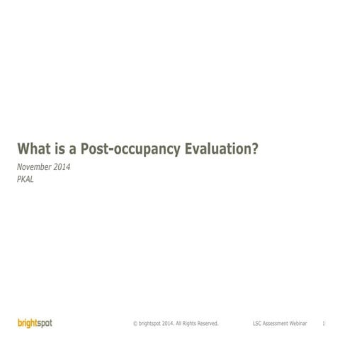 brightspot Post-Occupancy Evaluation Webinar