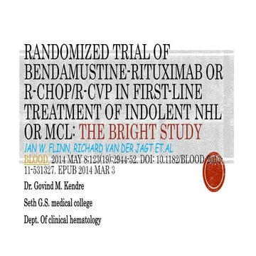 Bendamustine Vs R-CHOP/R-CVP-Bright study