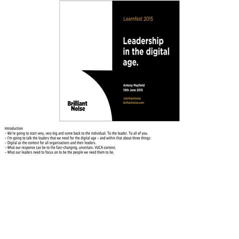 Brilliant Noise Keynote at Learnfest - with notes and links