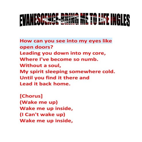 Bring me to life DE EVANESCENCE