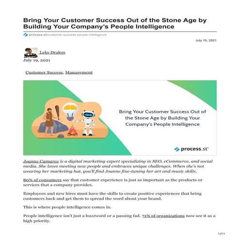 Bring Your Customer Success Out of the Stone Age by Building Your Company’s P...