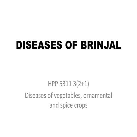 Diseases of Brinjal
