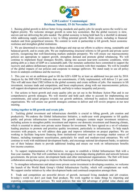 Brisbane G20 Leaders Summit Communique