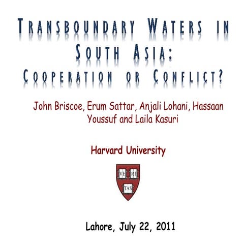 Water as a Platform for Development : South Asia Initiative SAI, Harvard Univ...