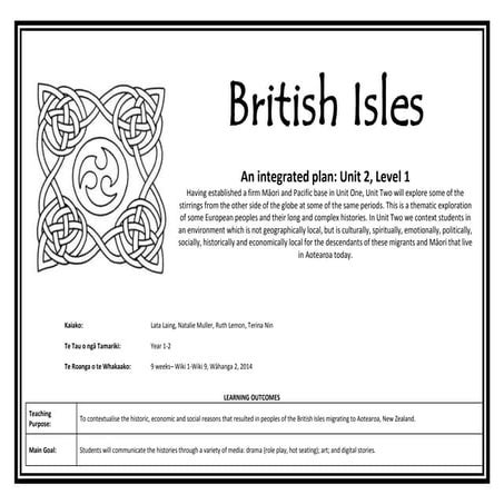 Bicultural Histories - British Isles Term 2 2014