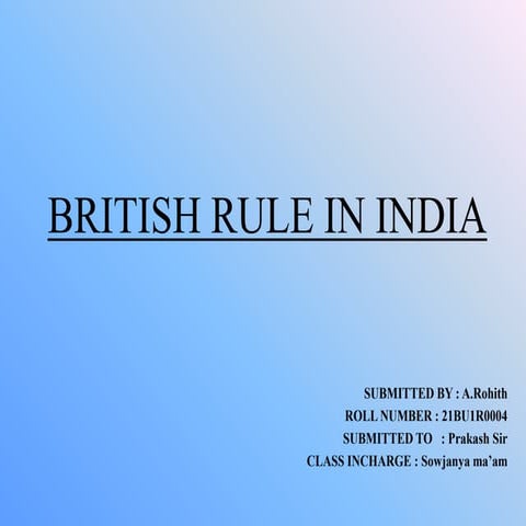 Ruling of the Britisher's in colonial India.