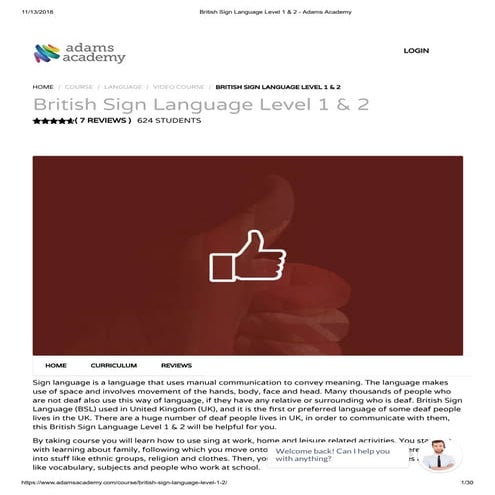 British Sign Language Level 1 & 2 - Adams Academy