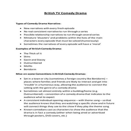 British TV Comedy Drama