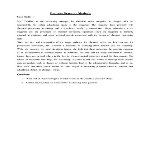 Case Studies of Business Research Methods