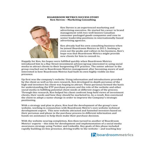 Boardroom Metrics Success Story - Marketing Consultant