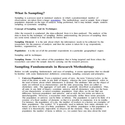 SAMPLING IN RESEARCH METHODOLOGY | DOCX