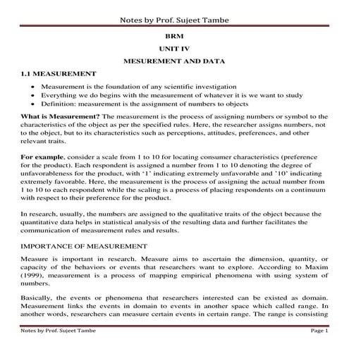 Business Research Methods Unit 3 notes