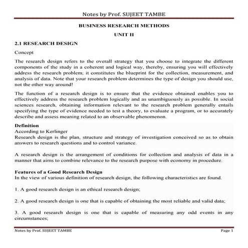 Business Research Methods Unit 2 notes