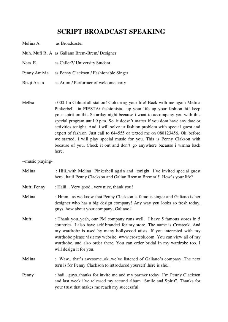 Example of Broadcast Text