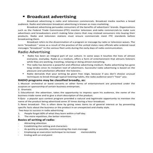 Broadcast advertising hard copy