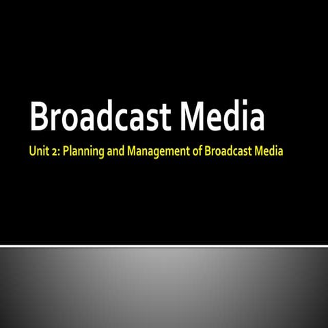 BROADCAST MEDIA-UNIT 2- PLANNING AND MANAGEMENT OF BROADCAST MEDIA-8621-AIOU-...