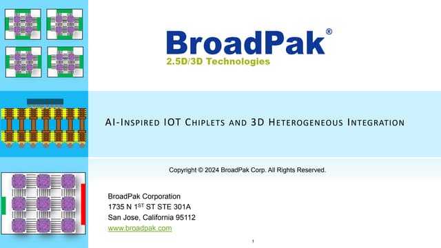 AI-Inspired IOT Chiplets and 3D Heterogeneous Integration