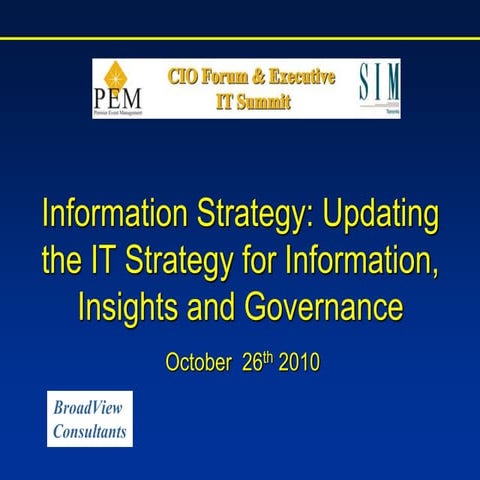 Information Strategy: Updating the IT Strategy for Information, Insights and ...