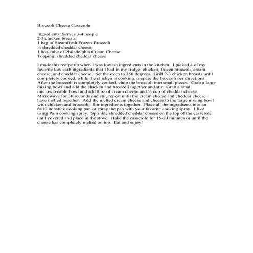 Broccoli Cheese Casserole