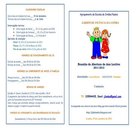 Brochura reunião de pais