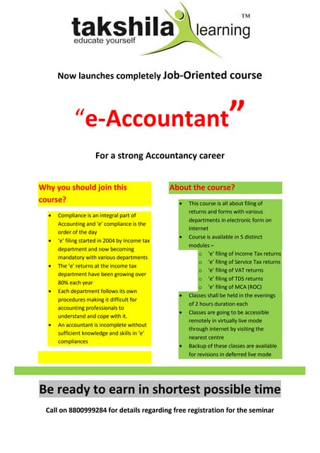 Brochure for 'e' accountant