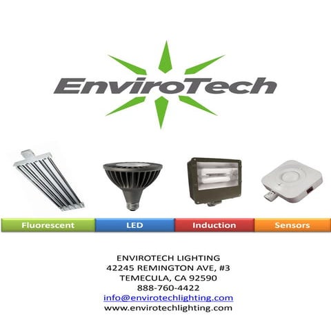 EnviroTech Lighting Product Brochure - Fluorescent, Induction, LED, Sensors