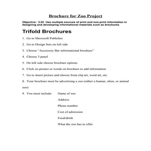 Brochure for zoo project | DOC