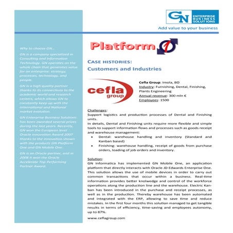 GN platform one - Some Case histories (english)