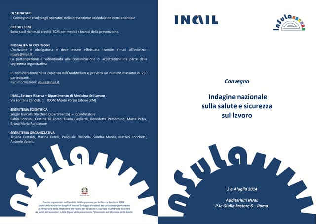 Indagine nazionale sulla salute e sicurezza sul lavoro - INAIL _ TNS Italia