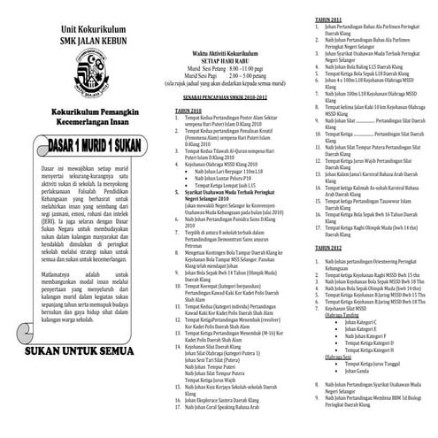 Brochure kokurikulum SMKJK 2013
