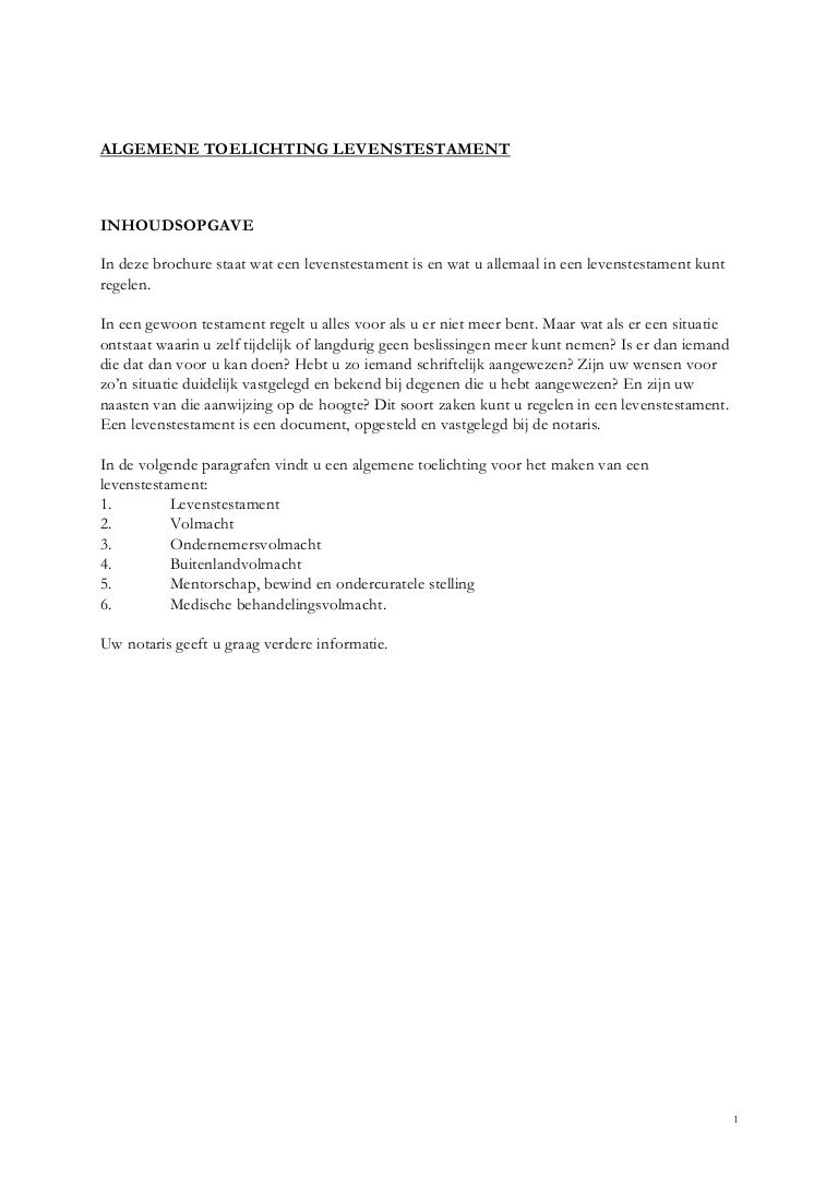 Brochure Levenstestament
