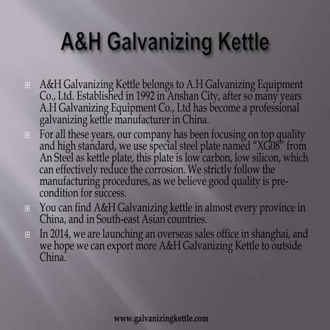 Brochure of galvanizing kettle